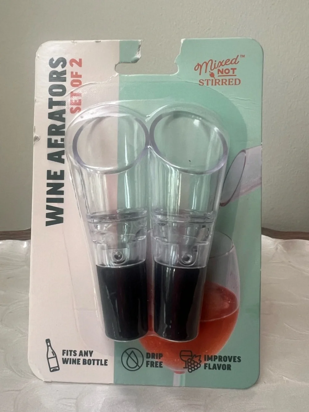Wine Aerator‎ Pourer Set of 2 Drip Free BPA Free Bar Tool New